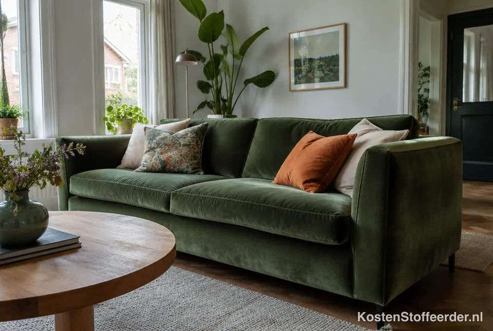 Bank opnieuw gestoffeerd in een woonkamer