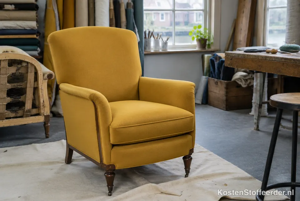 Fauteuil met nieuwe bekleding